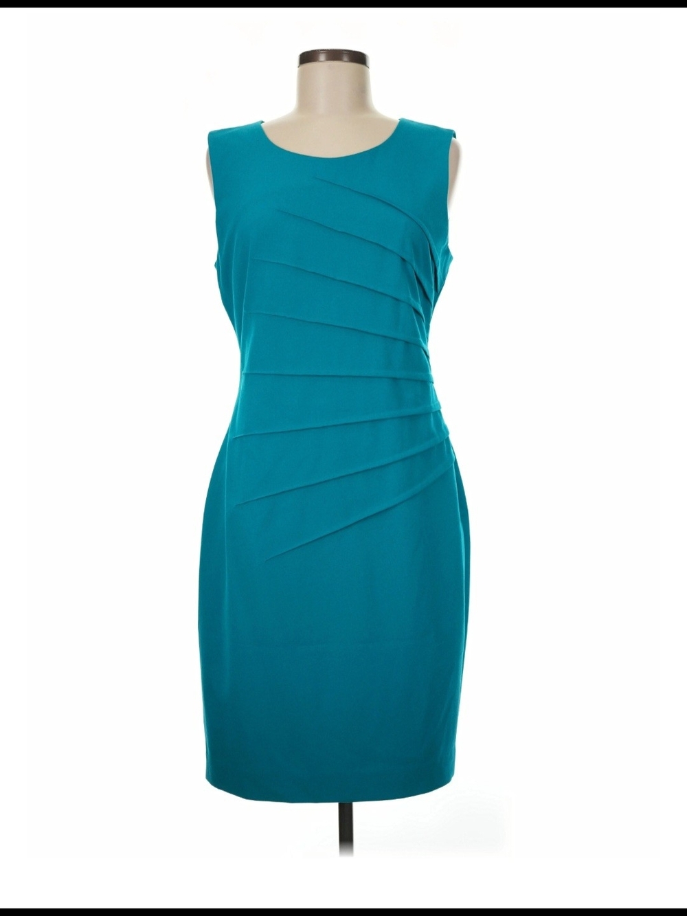 Calvin Klien Sleeveless Sheath Dress with Asymmetric Pleats